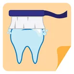 Illustration of a toothbrush cleaning a tooth