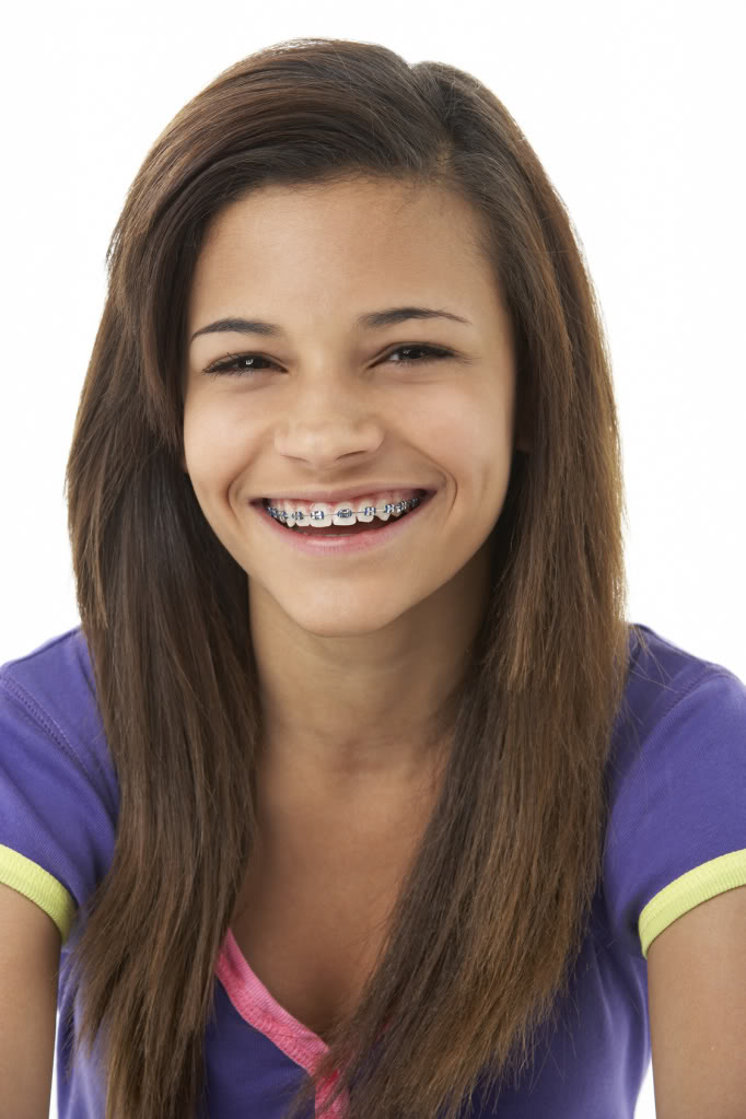 Smiling teenage girl with braces