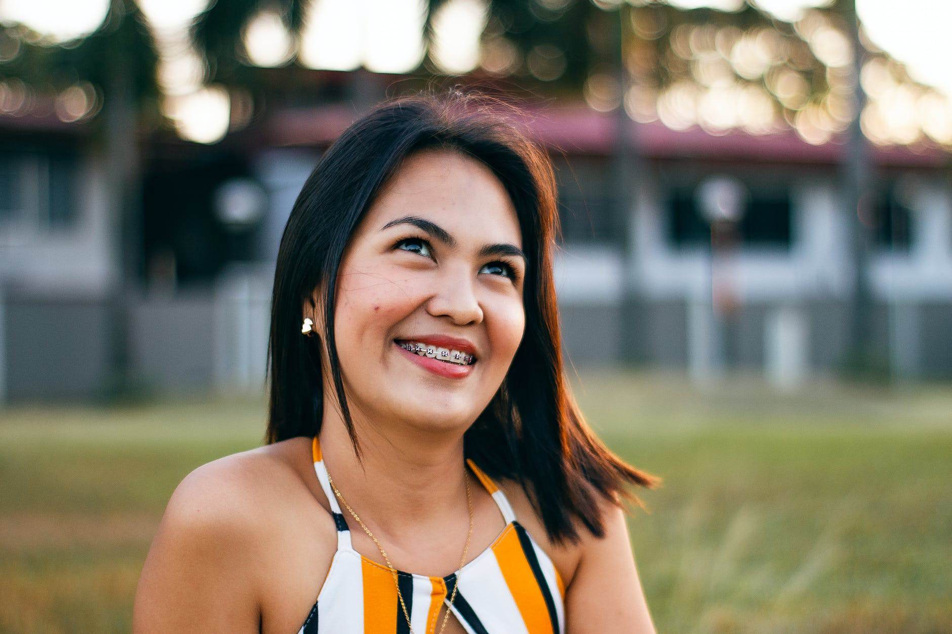 Smiling woman outdoors
